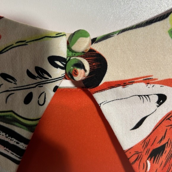 Eva Franco Mandy Dress Sz. 4 Pineapple Halter Cut Out Pleated Sleeveless Lined - Picture 10 of 16